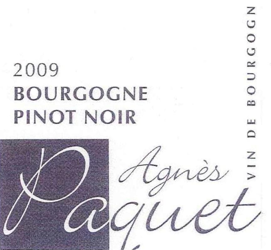Agnes Paquet Bourgogne Pinot Noir 2009 Front Label