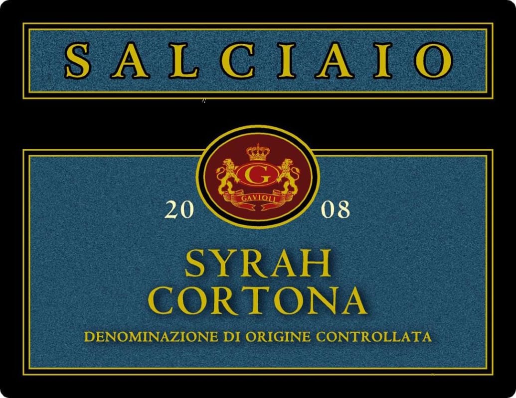Gavioli Salciaio Cortona Syrah 2008 Front Label