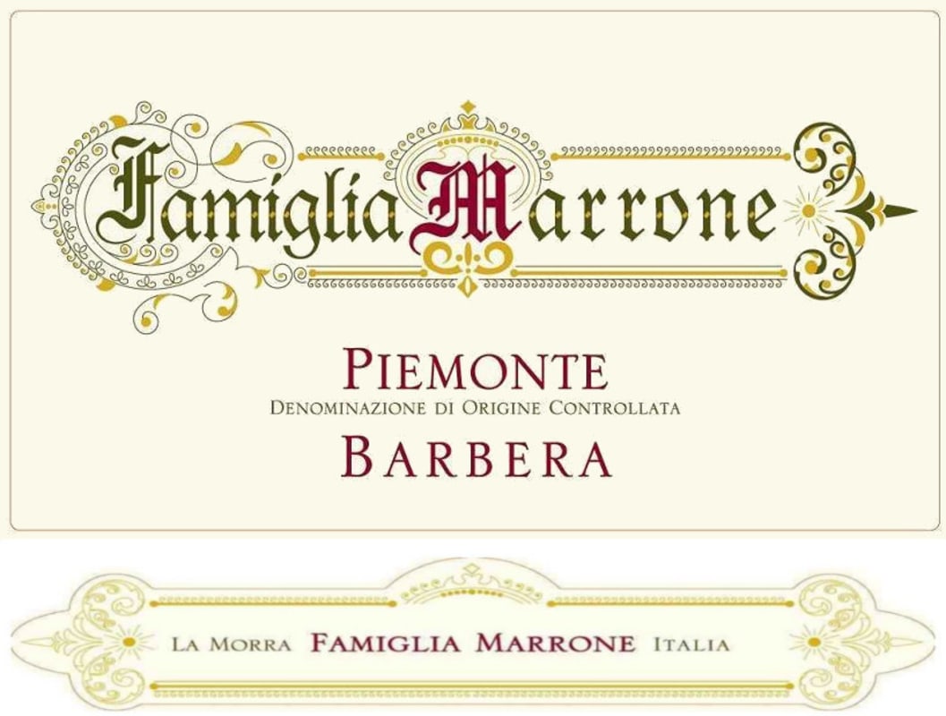 Marrone Piemonte Barbera 2012 Front Label