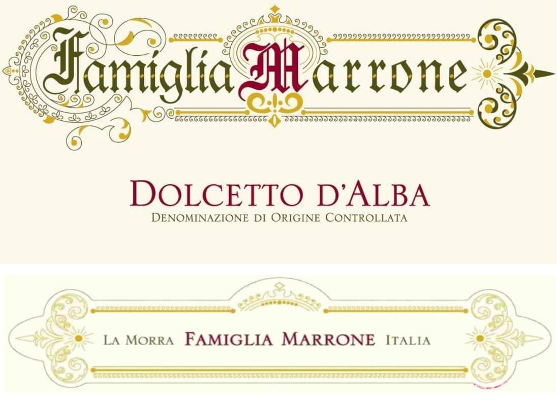 Marrone Dolcetto d'Alba 2013 Front Label
