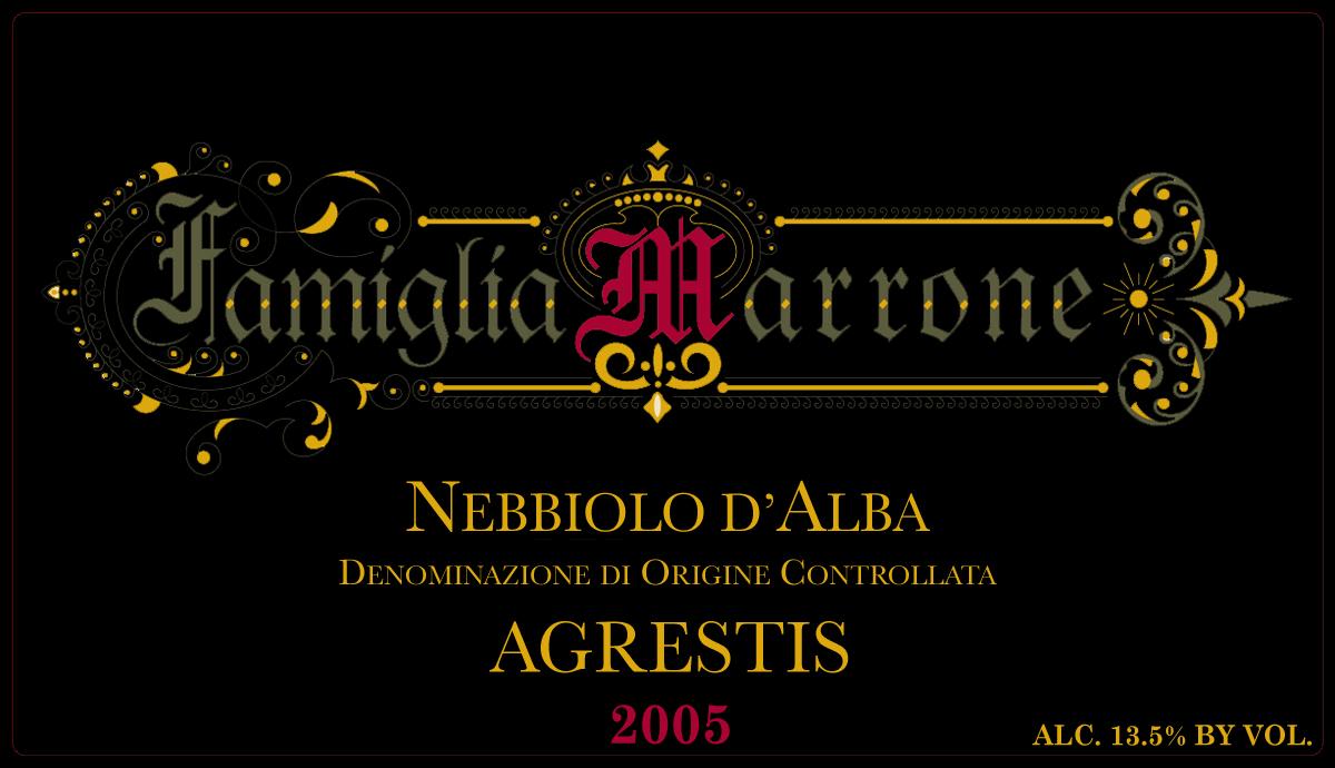 Marrone Agrestis Nebbiolo d'Alba 2005 Front Label