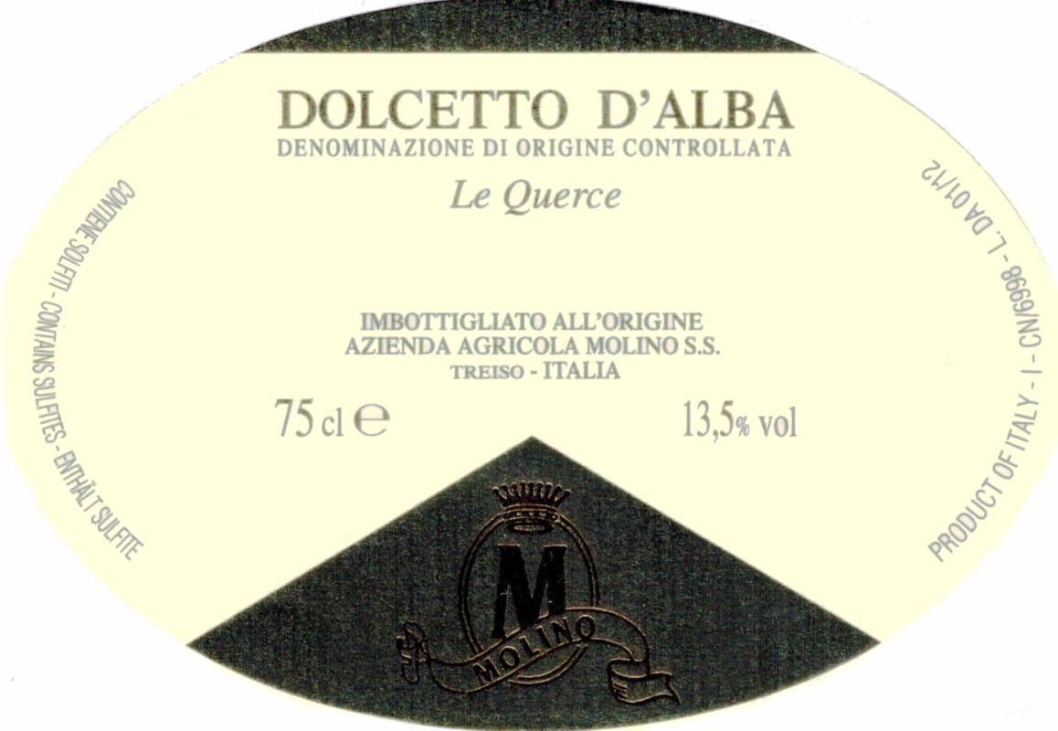 Agricola Molino Dolcetto d'Alba Le Querce 2014 Front Label