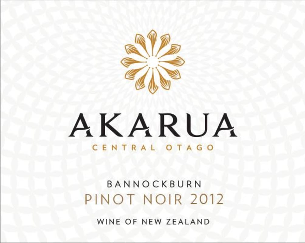 Akarua Winery Bannockburn Pinot Noir 2012 Front Label