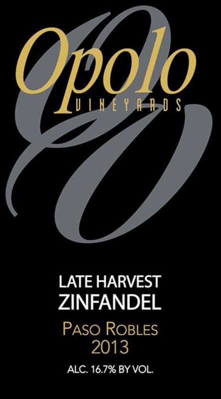 Opolo Late Harvest Zinfandel 2013 Front Label