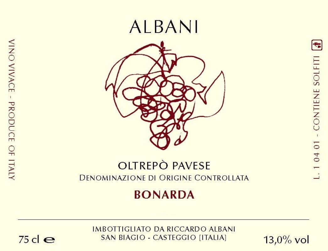 Albani Viticoltori Oltrepo Pavese Bonarda 2013 Front Label