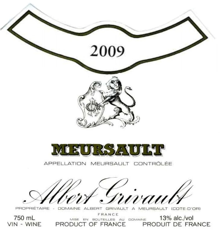 Albert Grivault Meursault 2009 Front Label