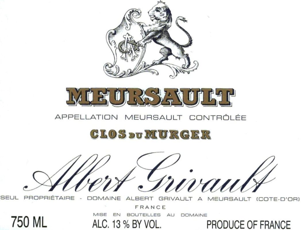 Albert Grivault Clos du Murger Meursault 2013 Front Label