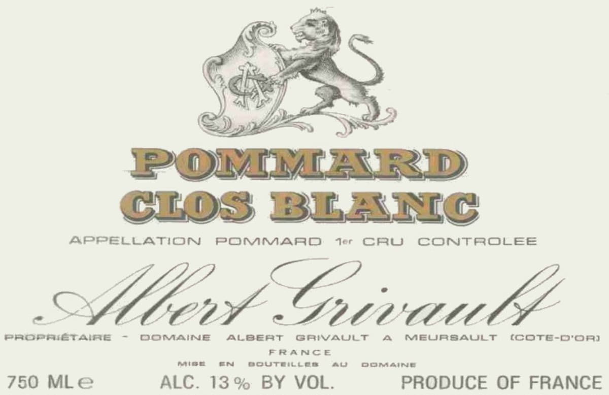 Albert Grivault Pommard Clos Blanc Premier Cru 2013 Front Label
