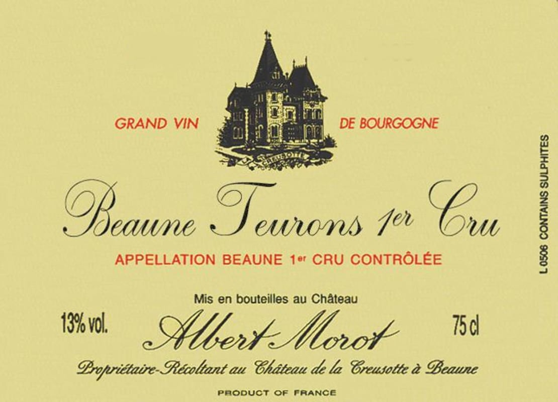 Albert Morot Beaune Teurons Premier Cru 2009 Front Label