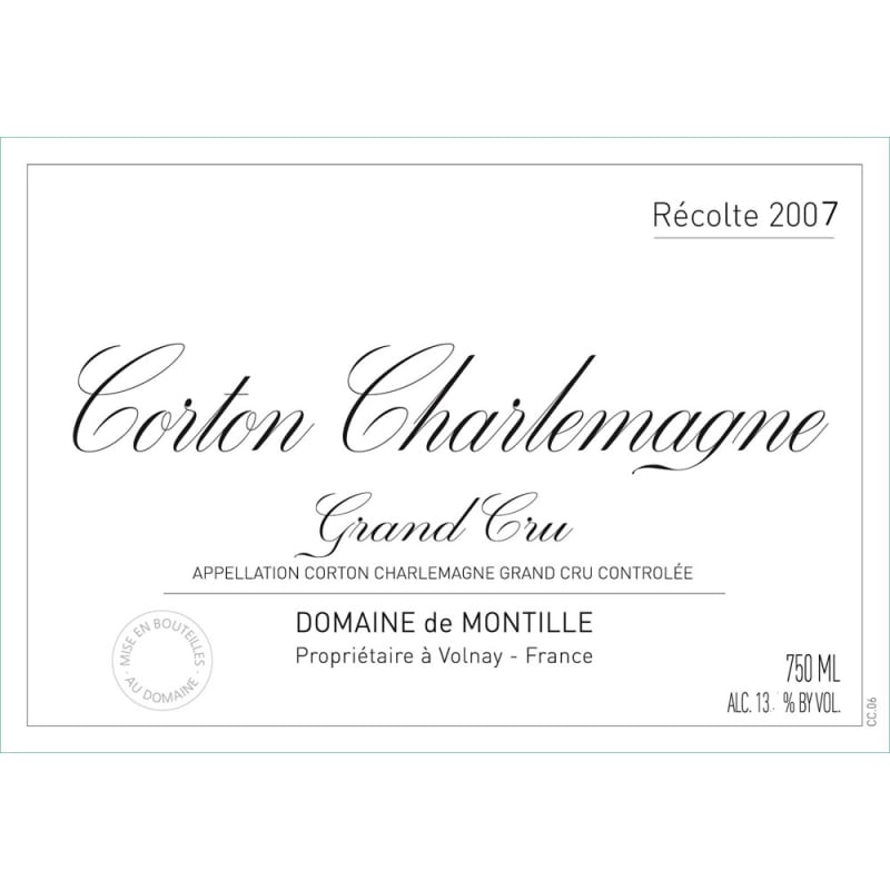 Domaine de Montille Corton Charlemagne de Montille 2007 Front Label
