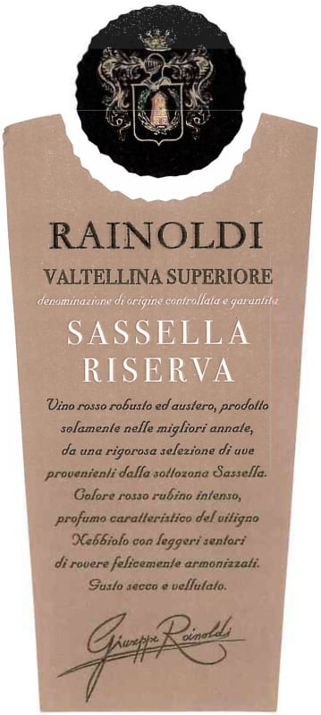 Aldo Rainoldi Valtellina Superiore Sassella Riserva 2009 Front Label