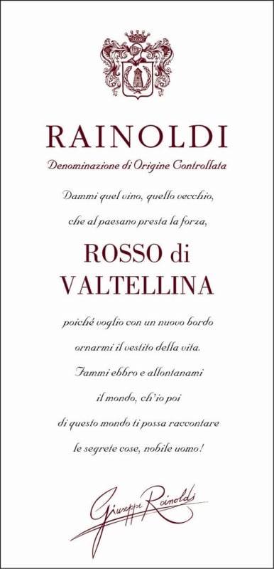 Aldo Rainoldi Rosso di Valtellina 2010 Front Label