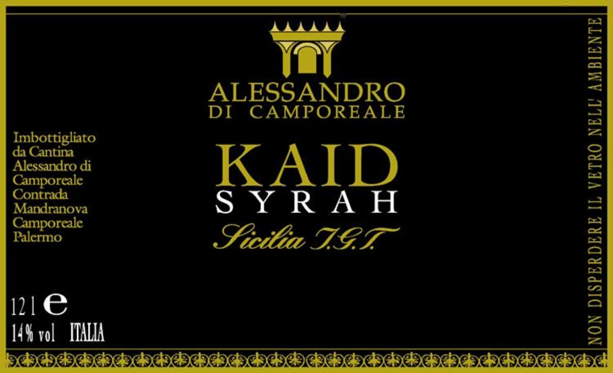 Alessandro di Camporeale Kaid Syrah 2008 Front Label