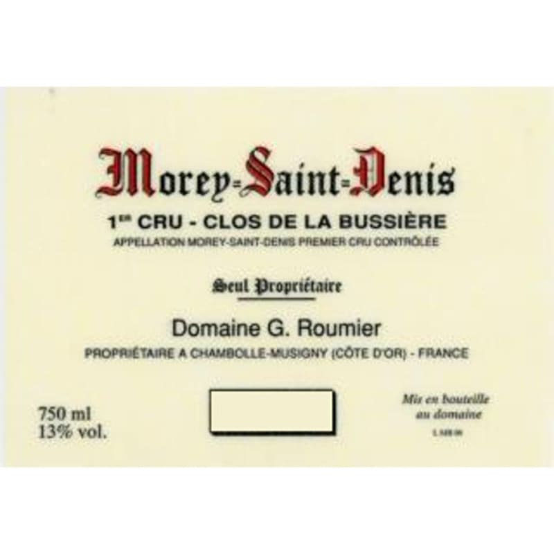 Domaine Georges & Christophe Roumier Morey-St. Denis Clos de la Bussiere 2002 Front Label