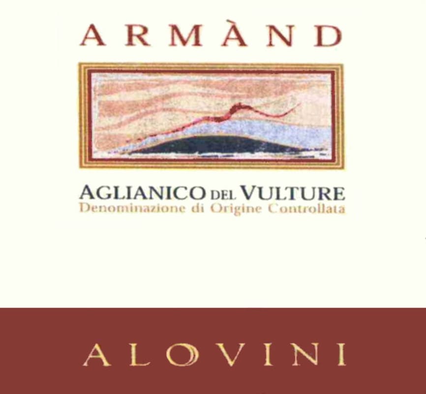 Alovini Aglianico del Vulture Armand 2001 Front Label