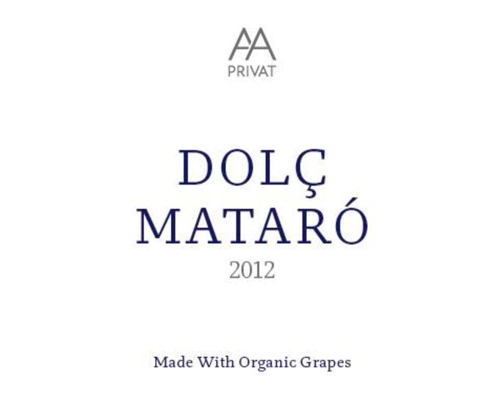 Alta Alella Privat Mataro Dolc 2012 Front Label