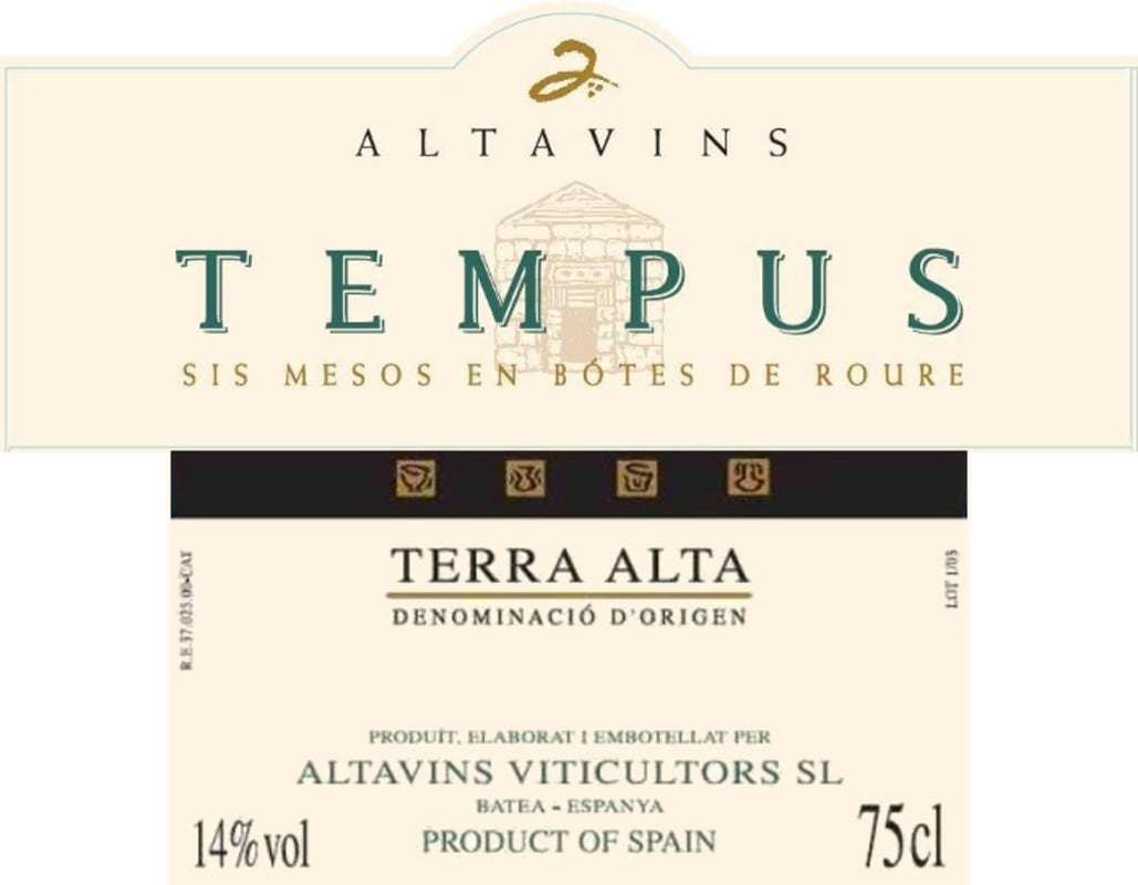 Altavins Tempus 2006 Front Label
