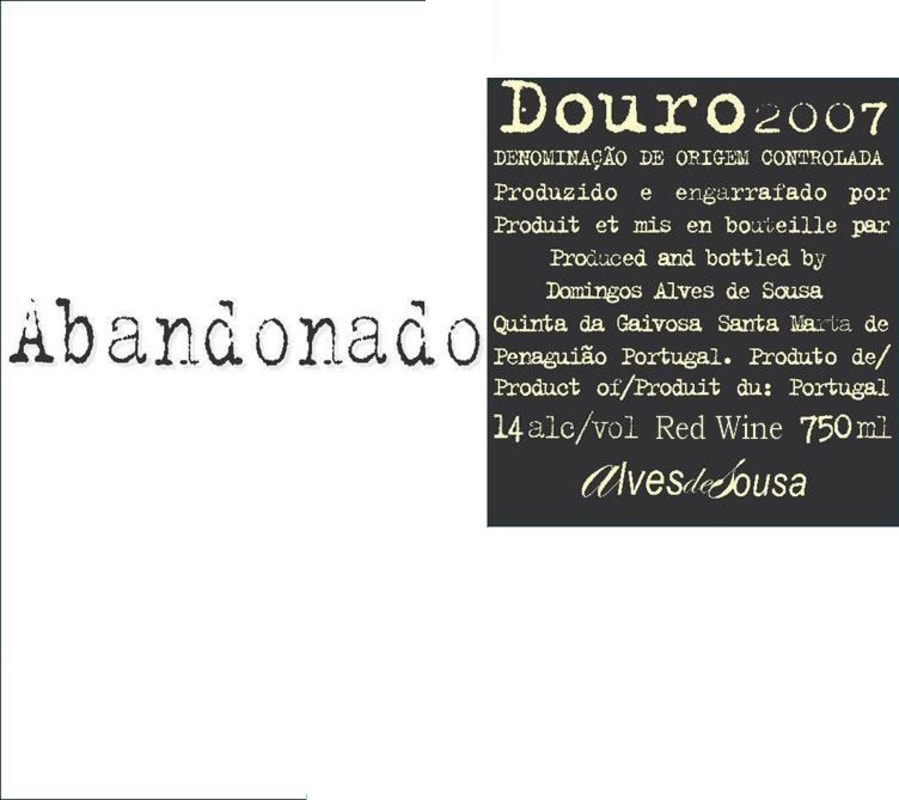 Alves de Sousa Abandonado Tinto 2007 Front Label