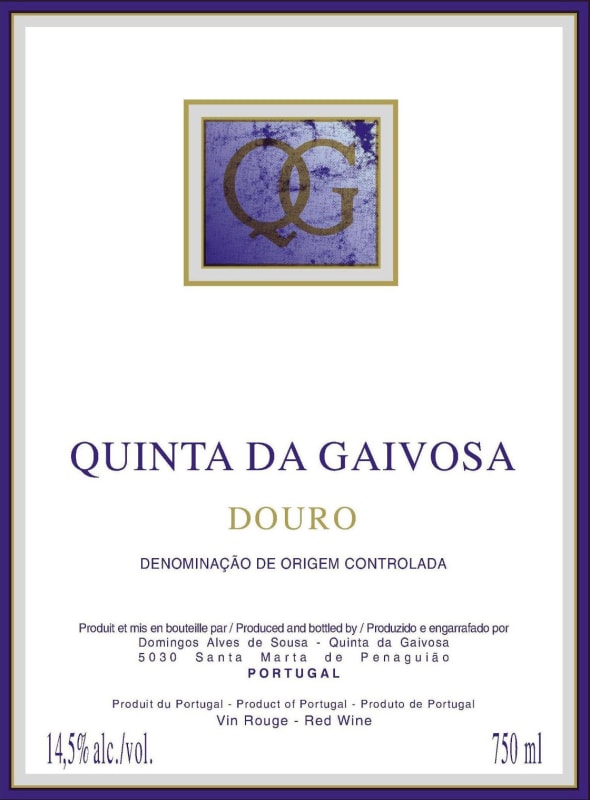 Alves de Sousa Quinta da Gaivosa Tinto 2012 Front Label