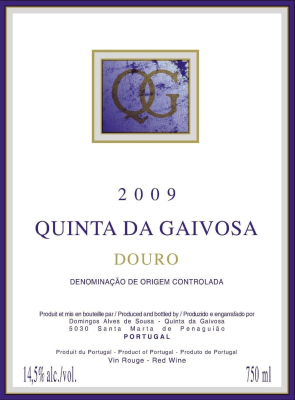 Alves de Sousa Quinta da Gaivosa Tinto 2009 Front Label