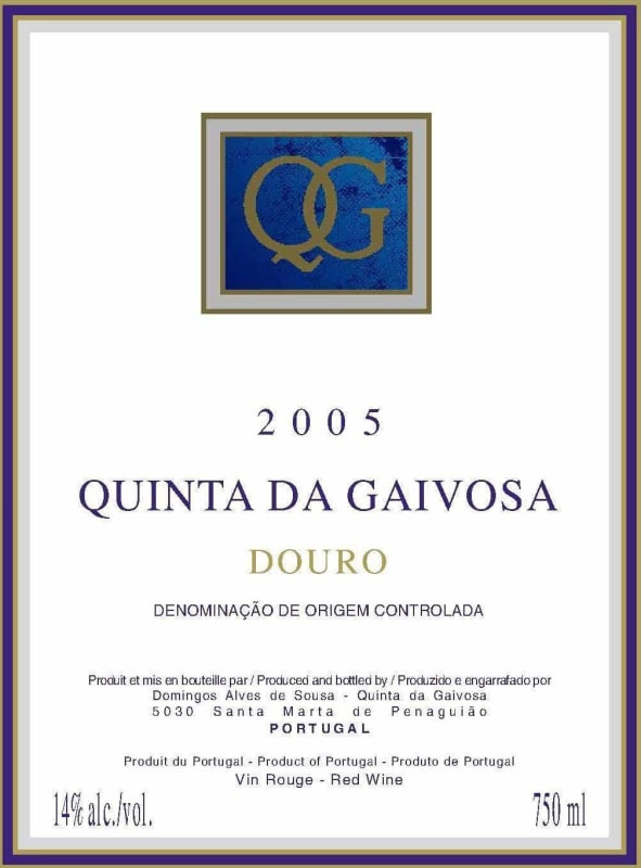 Alves de Sousa Quinta da Gaivosa Tinto 2005 Front Label
