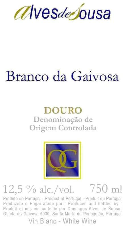 Alves de Sousa Branco da Gaivosa 2012 Front Label