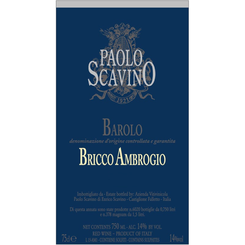 Paolo Scavino Barolo Bricco Ambrogio 2013 Front Label