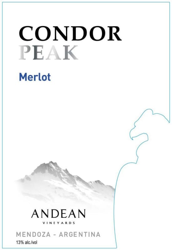 Andean Vineyards Condor Peak Merlot 2013 Front Label