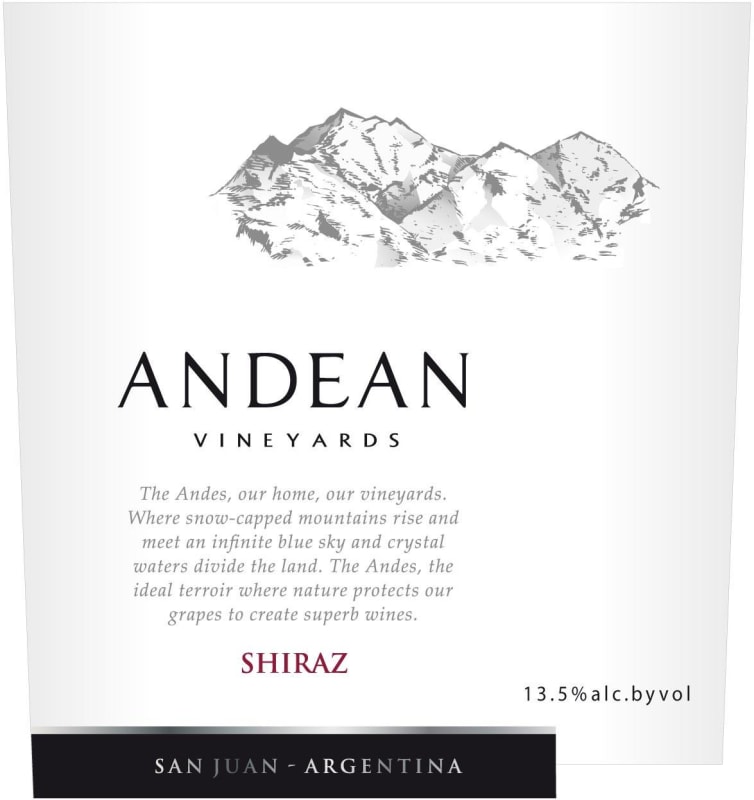 Andean Vineyards Shiraz 2015 Front Label