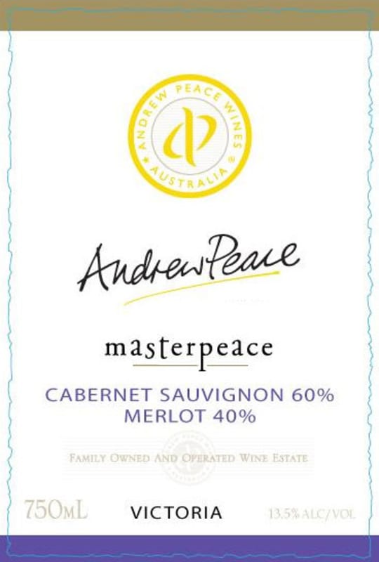 Andrew Peace Wines Masterpeace Cabernet Sauvignon Merlot 2014 Front Label