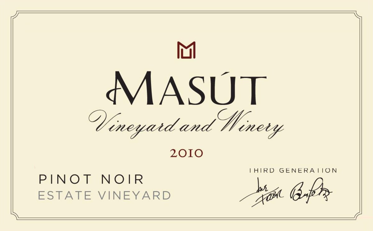 Masut Estate Vineyard Pinot Noir 2010 Front Label