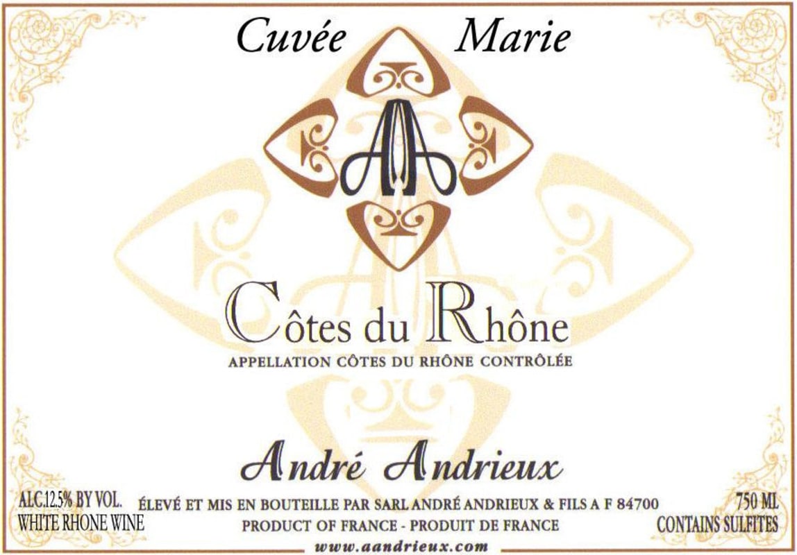 Andrieux & Fils Cotes du Rhone Cuvee Marie Blanc 2008 Front Label
