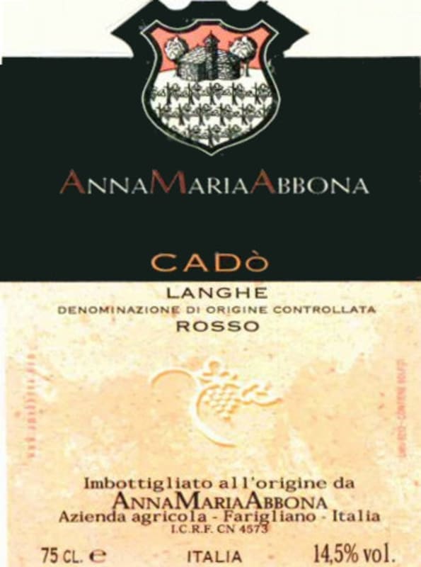 Anna Maria Abbona Langhe Cado Rosso 2004 Front Label