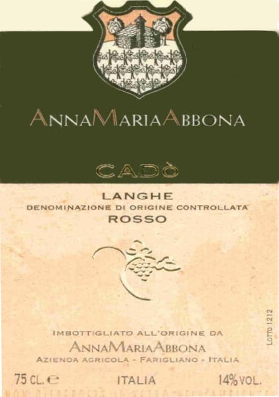 Anna Maria Abbona Langhe Cado Rosso 2000 Front Label