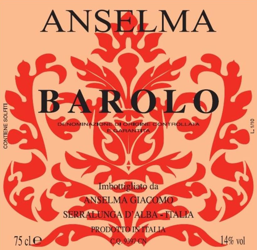 Anselma Giacomo Barolo 2010 Front Label