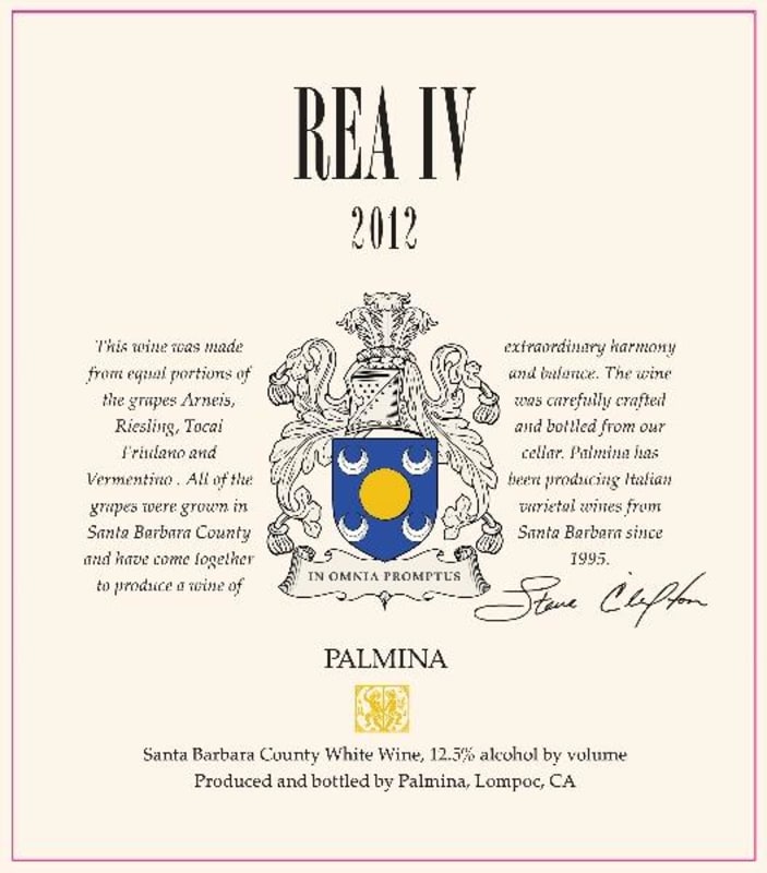Palmina Rea IV White Wine 2012 Front Label