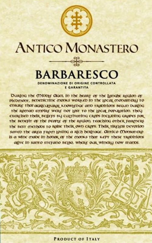 Antico Monastero Barbaresco 2010 Front Label
