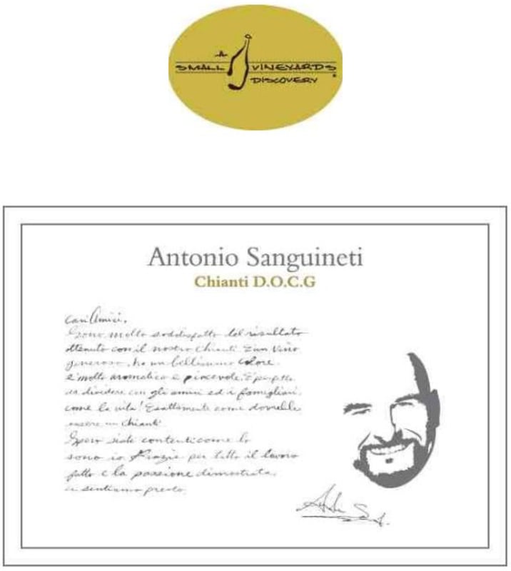Antonio Sanguineti by Small Vineyards Chianti 2013 Front Label