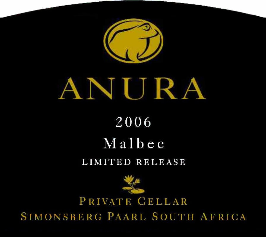 Anura Vineyards Private Cellar Limited Release Malbec 2006 Front Label