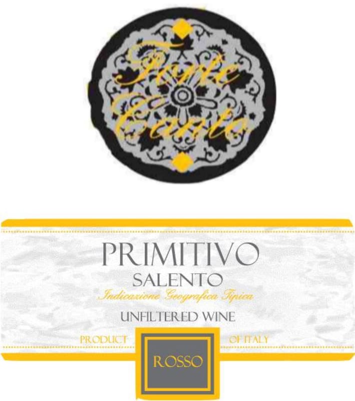 Appollonio Casa Vinicola Salento Forte Canto Primitivo 2014 Front Label
