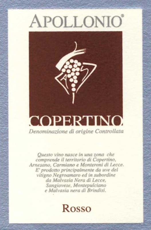 Appollonio Casa Vinicola Copertino Rosso 2011 Front Label