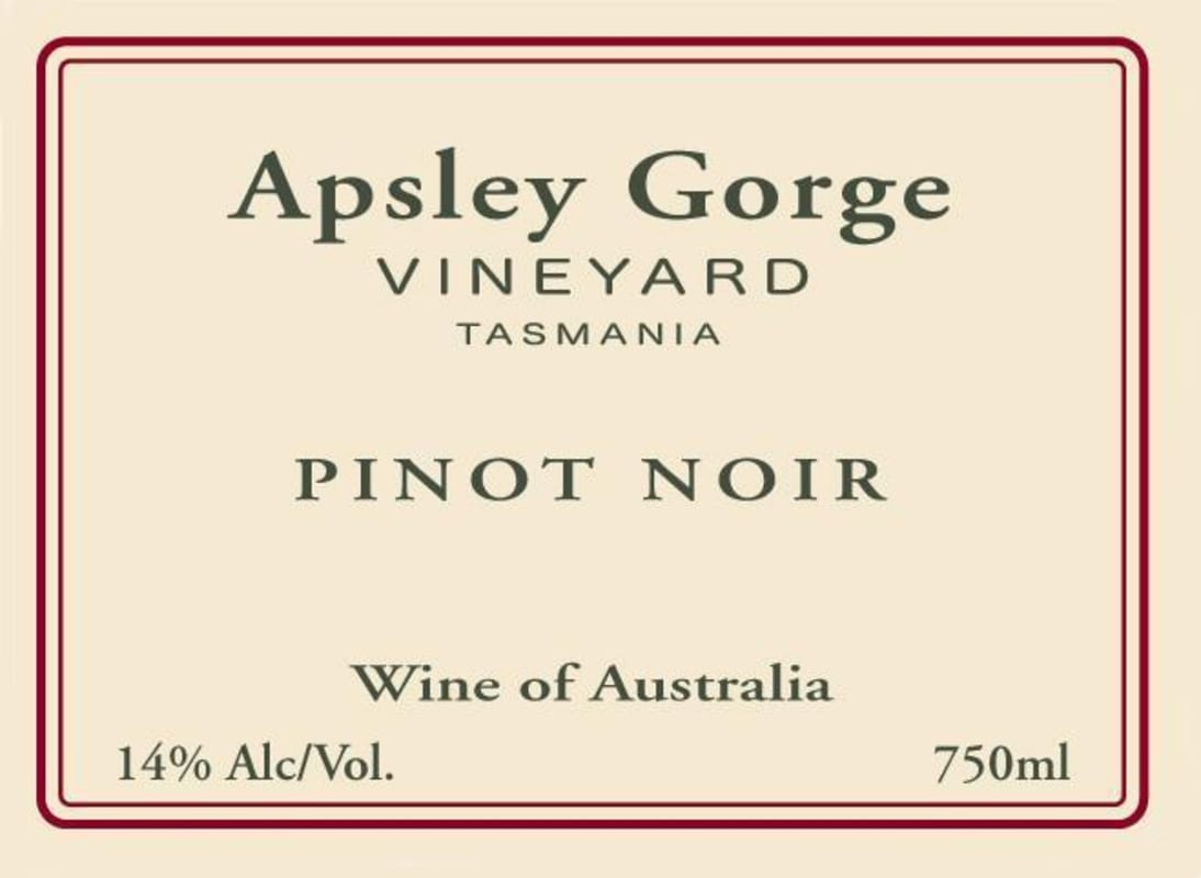 Apsley Gorge Vineyard Pinot Noir 2011 Front Label