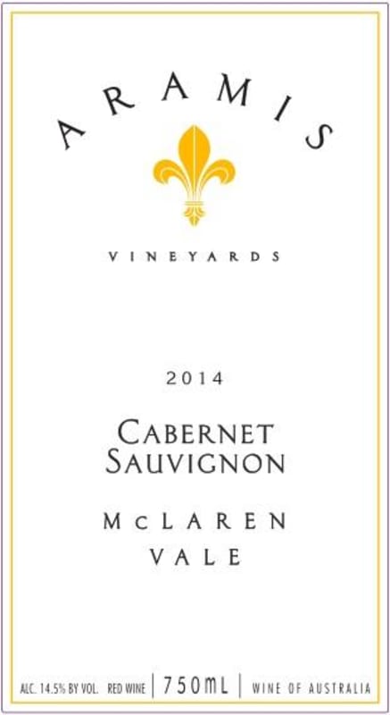 Aramis Vineyards White Label Cabernet Sauvignon 2014 Front Label