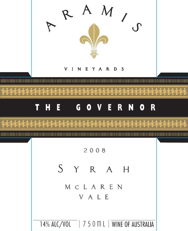 Aramis Vineyards The Governor Syrah 2008 Front Label