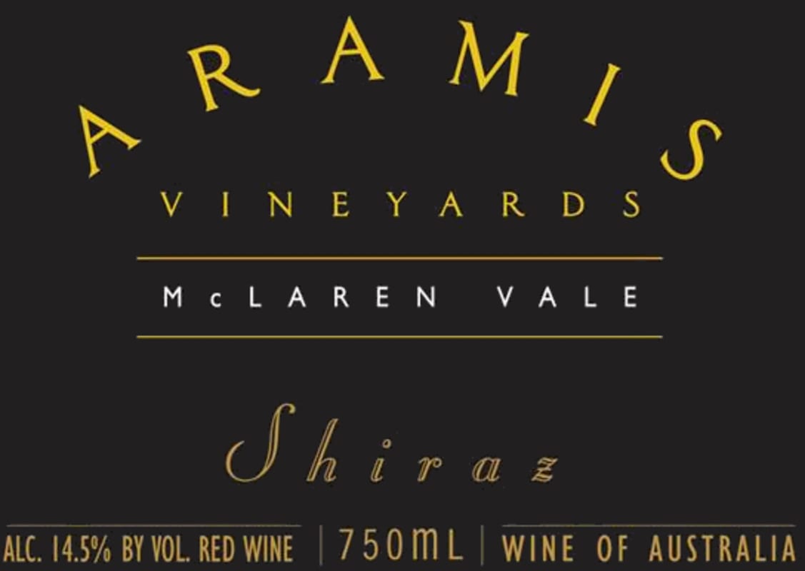 Aramis Vineyards Black Label Shiraz 2011 Front Label