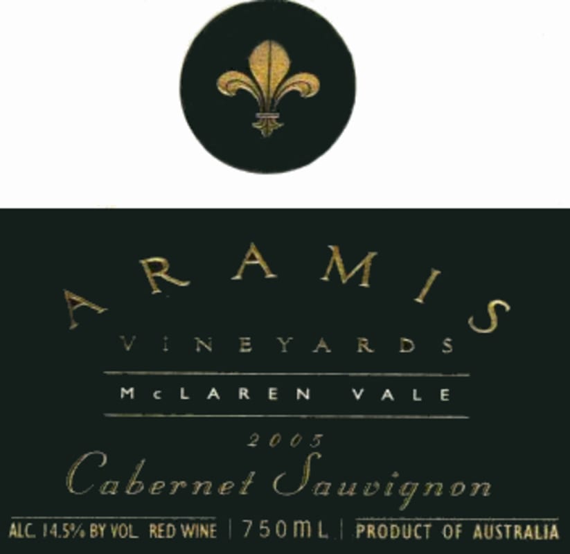 Aramis Vineyards Black Label Cabernet Sauvignon 2005 Front Label