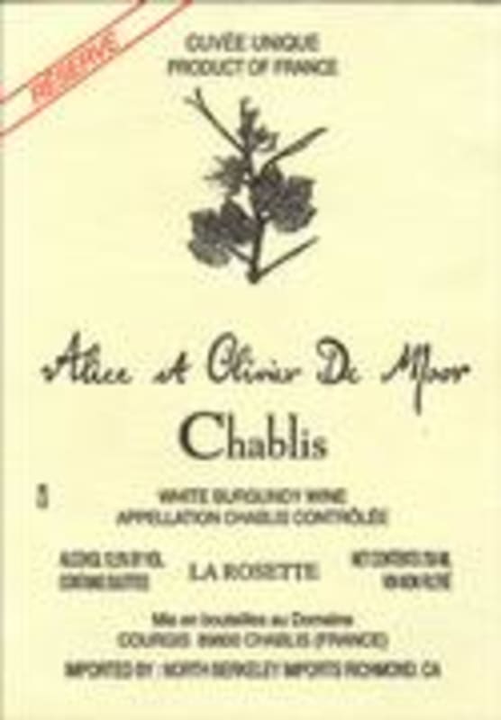 De Moor La Rosette Reserve Chablis 1998 Front Label