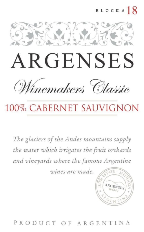 Argenses Winemakers Classic Block 18 Cabernet Sauvignon 2014 Front Label