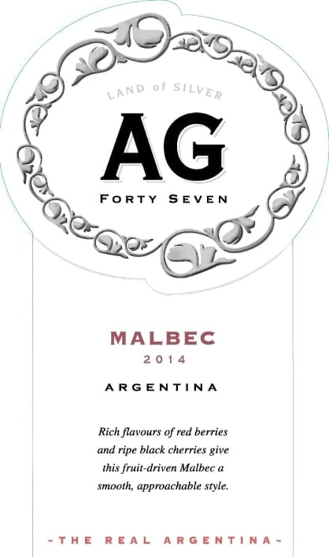 Argento AG Forty Seven Malbec 2014 Front Label