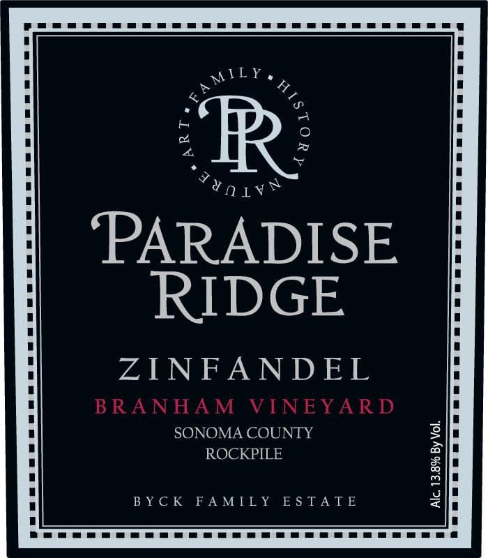 Paradise Ridge Branham Vineyard Zinfandel 2013 Front Label